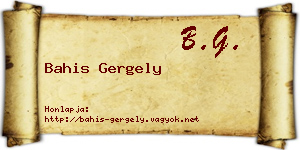 Bahis Gergely névjegykártya